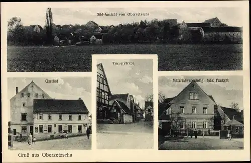 Ak Oberzetzscha Altenburg in Thüringen, Turnerstraße, Materialwarenhandlung Max Paukert, Gasthof