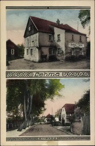 Ak Lehma Treben in Thüringen, Gasthaus von Max Döhler, Straßenpartie