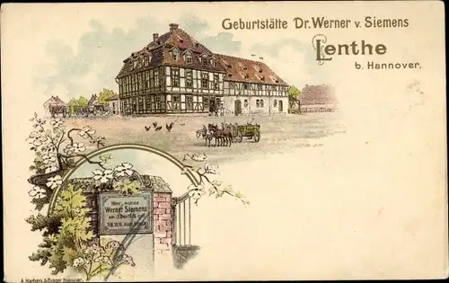 Litho Lenthe Gehrden in Niedersachsen, Geburtshaus von Dr. Werner von Siemens