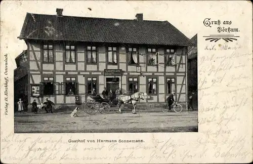 Ak Börßum Niedersachsen, Gasthof von Hermann Sonnemann, Kutsche