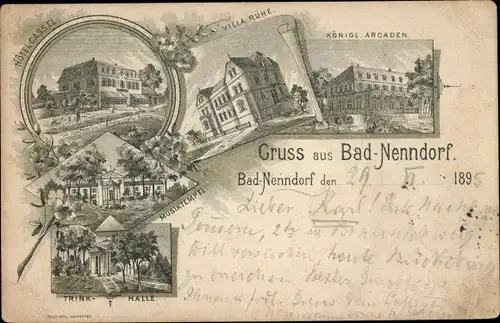 Litho Bad Nenndorf an der Weser, Hotel Cassel, Villa Rühe, Arcaden, Musiktempel, Trinkhalle