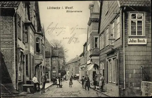 Ak Lübbecke in Westfalen, Bäckerstraße, Geschäftshaus Julius Busch