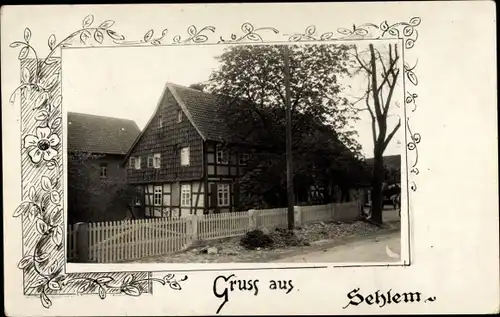 Passepartout Foto Ak Sehlem in der Eifel, Fachwerkhaus