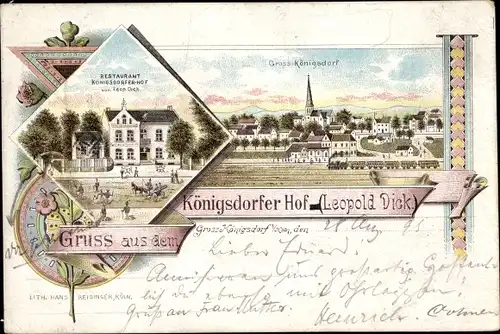 Vorläufer Litho Großkönigsdorf Königsdorf Frechen im Rhein Erft Kreis, Restaurant Königsdorfer Hof