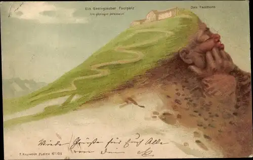 Künstler Ak Grindelwald Kanton Bern, Faulhorn, ein geologischer Faulpelz, Berggesicht, F. Killinger