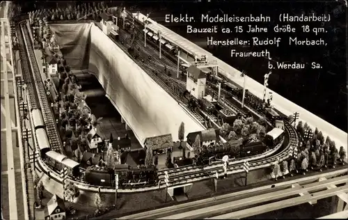 Ak Fraureuth Sachsen, Elektrische Modelleisenbahn, Hersteller Rudolf Moorbach