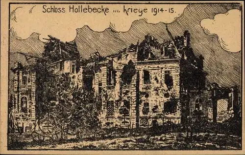 Ak Hollebeke Westflandern, Zerstörtes Schloss Hollebeke