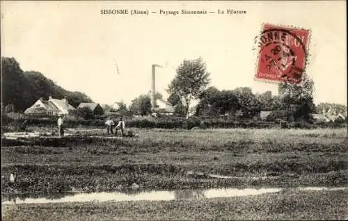 Ak Sissonne Aisne, Sissonnais-Landschaft, Spinnen