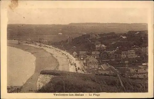 Ak Veulettes sur Mer Seine Maritime, La Plage