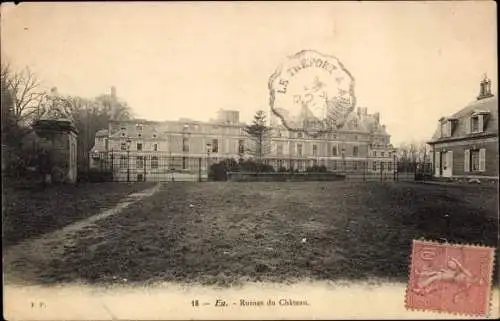 Ak Eu Seine-Maritime, Ruinen der Burg