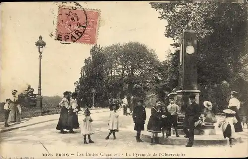 Ak Paris XIX. Buttes Chaumont, Die Pyramide des Observatoriums