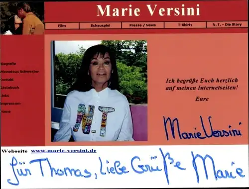 Autogrammkarte Schauspielerin Marie Versini, Portrait, Autogramm