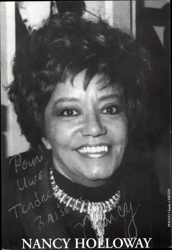 Autogrammkarte Sängerin Nancy Holloway, Portrait, Autogramm
