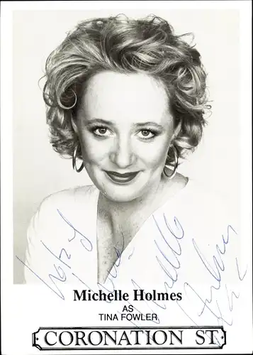 Autogrammkarte Schauspielerin Michelle Holmes, Portrait, Autogramm