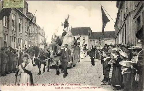 Ak Veurne Veurne Westflandern, Prozession, Der Streitwagen der Himmelfahrt