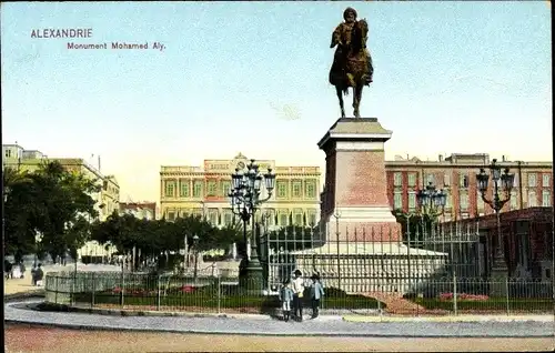 Ak Alexandria Ägypten, Denkmal Mohamed Aly
