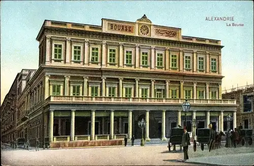 Ak Alexandria Ägypten, La Bourse, Börse, Straßenansicht