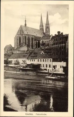 Ak Görlitz, Blick auf die Peterskirche, Flusspartie, Glockentürme