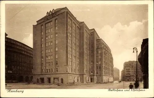 Ak Hamburg Mitte Altstadt, Chilehaus und Ballinhaus