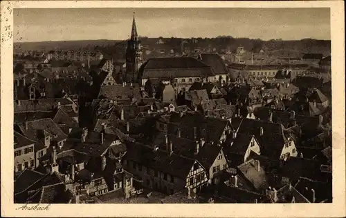 Ak Ansbach in Mittelfranken Bayern, Gesamtansicht, Gumbertuskirche