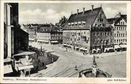 Ak Augsburg in Schwaben, Weberhaus, Merkurbrunnen