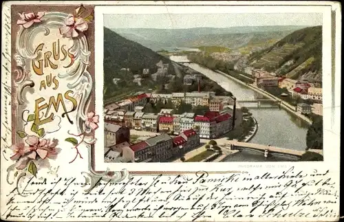 Passepartout Ak Bad Ems an der Lahn, Panorama