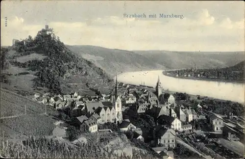Ak Braubach am Rhein, Marksburg, Panorama