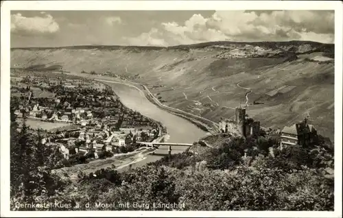 Ak Bernkastel Kues an der Mosel, Burg Landshut, Panorama