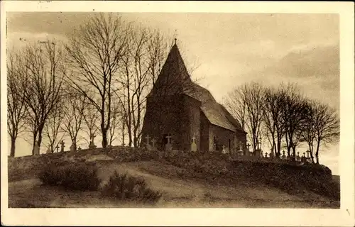 Ak Schalkenmehren in der Eifel, Kirchlein am Weinfelder Maar, Friedhof, Grabsteine
