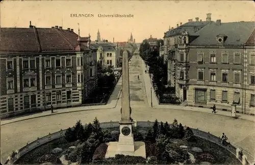 Ak Erlangen in Mittelfranken Bayern, Universitätsstraße, Denkmal