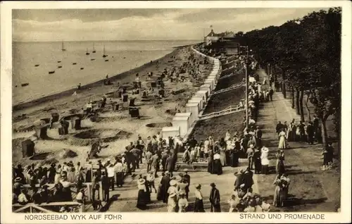 Ak Wyk auf Föhr Nordfriesland, Strand, Promenade