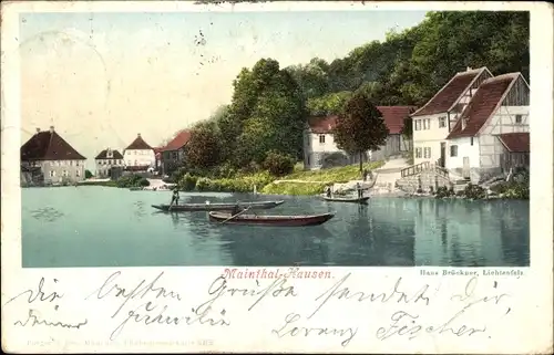 Ak Hausen Bad Staffelstein am Main Oberfranken, Ruderboote auf dem Main