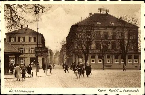 Ak Kaiserslautern in der Pfalz, Fackel-Rondell, Fackelstraße