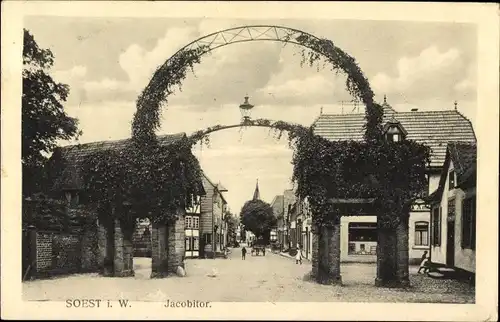 Ak Soest in Westfalen, Jakobitor, Straßenpartie, Häuser