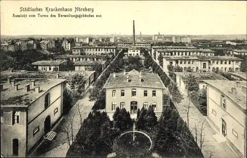 Ak Nürnberg, Städtisches Krankenhaus, Aussicht vom Turm des Verwaltungsgebäudes