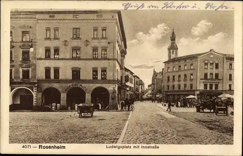 Ak Rosenheim Oberbayern, Ludwigsplatz mit Innstraße