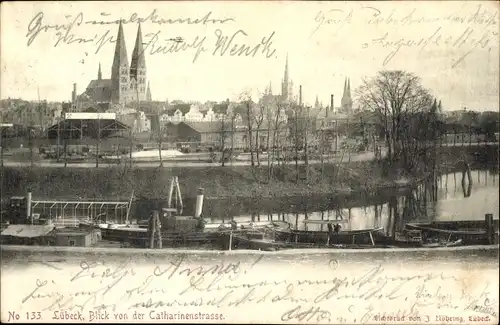 Ak Hansestadt Lübeck, Blick von der Catharinenstraße