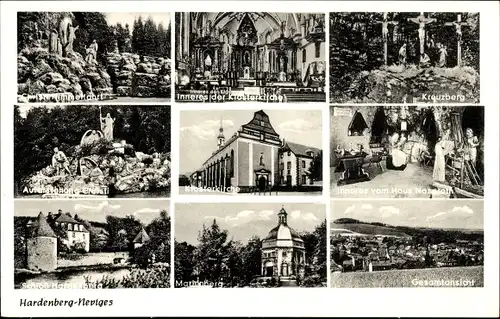 Ak Hardenberg Neviges Velbert, Klosterkirche, Schloss Hardenberg, Kreuzberg, Haus Nazareth
