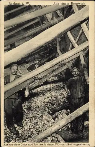 Ak Bochum im Ruhrgebiet, Aus einem Bergwerk, Ausbau eines Ortes, Flötz, Kohlengewinnung