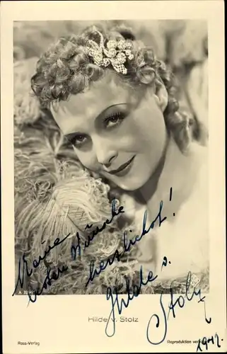 Ak Schauspielerin Hilde von Stolz, Portrait, Autogramm