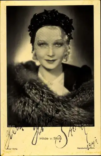 Ak Schauspielerin Hilde von Stolz, Portrait, Ross Verlag 9812 1, Autogramm