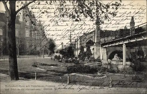 Ak Berlin Schöneberg, U Bahnstation Nollendorf Platz, Nickelmann Brunnen, Kleiststraße