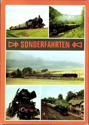 Ak Deutsche Eisenbahnen, Dampflok 74 1230, 50 849, 01 118, 65 1049, 03 001 Rheingold Sonderzug