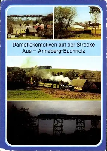 Ak Dampflokomotive auf der Strecke Aue-Annaberg-Buchholz, Oschütztalbrücke, Schlettau, Walthersdorf