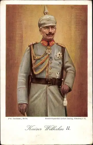 Ak Kaiser Wilhelm II, Portrait, Uniform, Achselschnur, Eisernes Kreuz, Pickelhaube