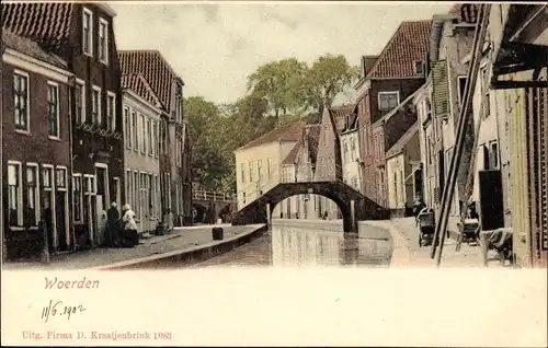 Ak Woerden Utrecht Niederlande, Gracht, Brücke