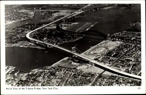 Ak New York City USA, Triboro Bridge, Robert F. Kennedy Bridge, Luftbild