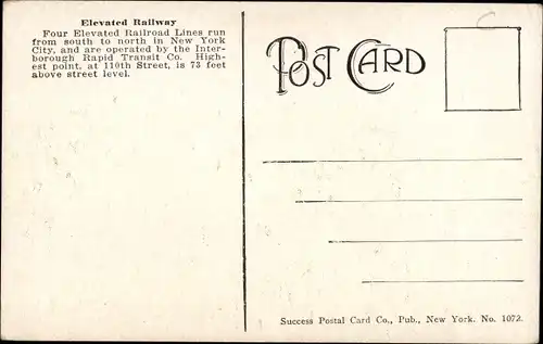 Ak New York City USA, Hochbahn