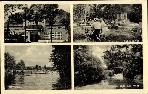 Ak Tylice Thielitz Oberlausitz Niederschlesien, Strandbad Zur Thielitzer Mühle, Gaststätte, Wehr