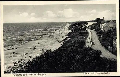 Ak Ustronie Morskie Henkenhagen Pommern, Strand, Fischerstraße